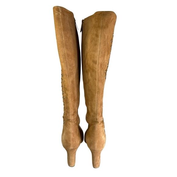 Tamara Mellon Brown Suede Lace Up Knee High Boots 36.5 IT / US 6.5 Made in Italy - Picture 9 of 14